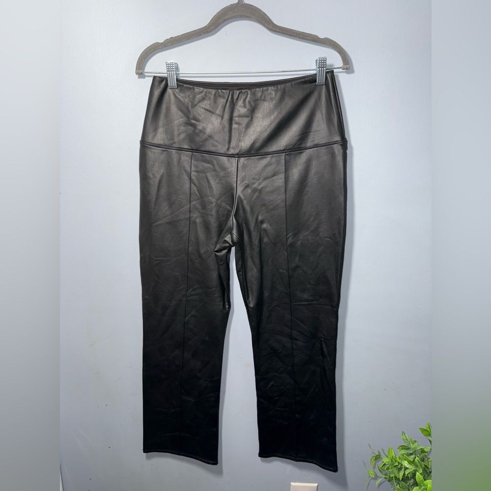 Joie Black Faux Leather Pull on Straight Leg Pants size Large EUC